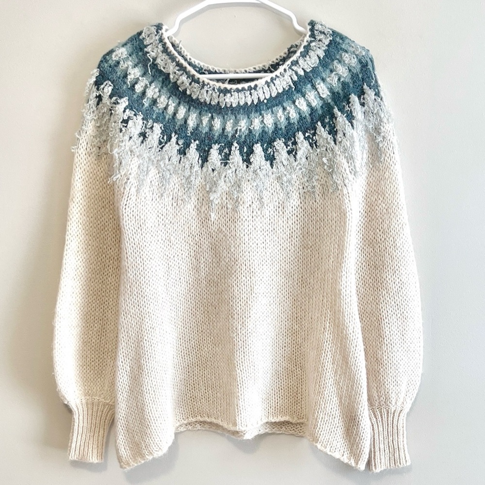 Free People Baltic Fairisle Pullover Sweater Wool Blend